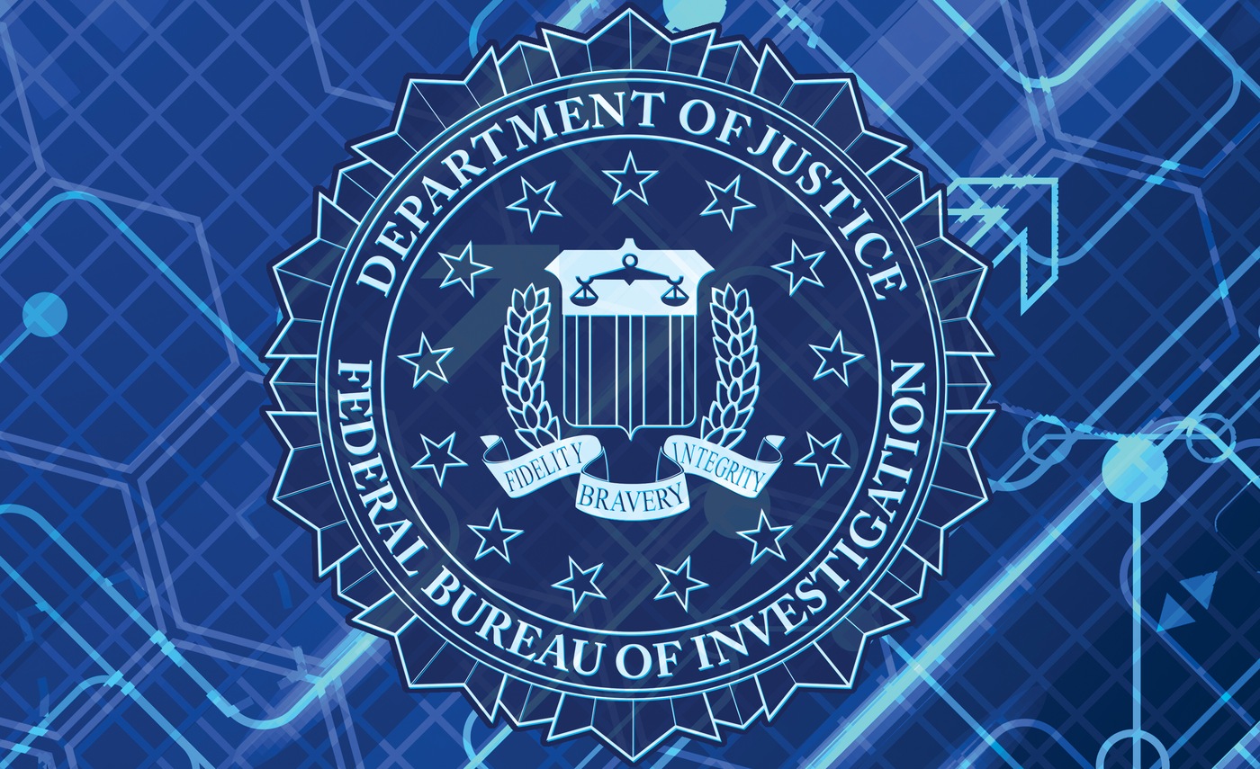 FBI seal on cyber background.