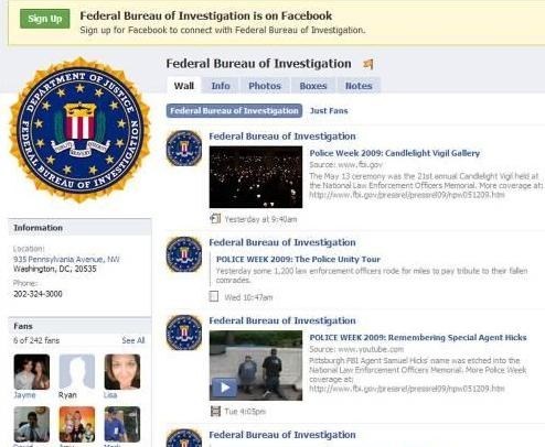Screen Capture of FBI Facebook Page