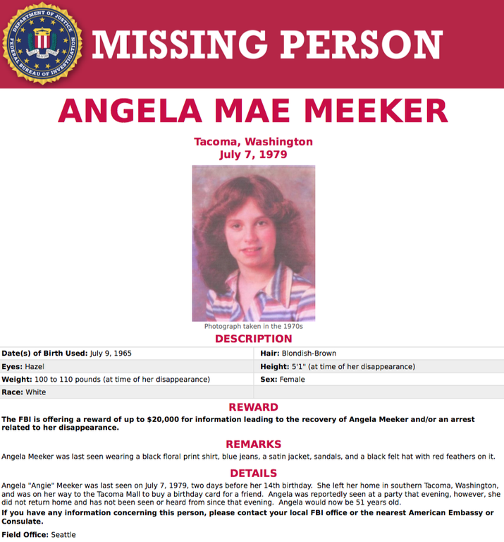 Seattle - Angela Mae Meeker Missing Person Case — FBI